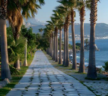 Kusadasi city seafront promenade aydin province turkey isolated white background space 360x320